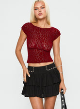 Fire Sign Studded Tiered Mini Skirt Black